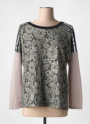 Pull tissage chiné manches longues gris DECA femme