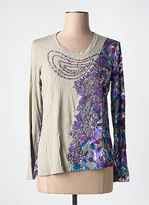 Pull stretch manches longues gris FUEGO WOMAN femme