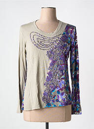 Pull stretch manches longues gris FUEGO WOMAN femme