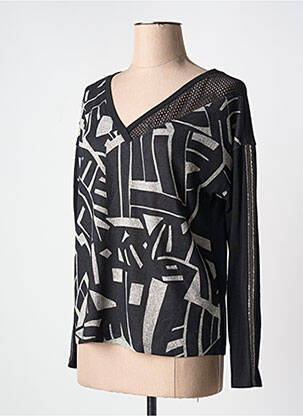 Pull coupe cintrée manches longues noir DECA femme
