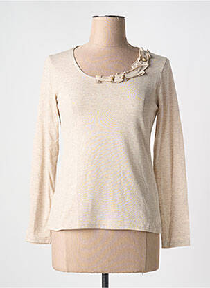 Pull tissage chiné manches longues beige POUSSIERE D'ETOLE femme