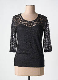 Top stretch manches 3/4 noir MARBLE femme