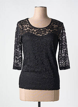 Top stretch manches 3/4 noir MARBLE femme