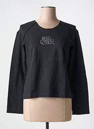 Sweat-shirt tissage jersey manches longues noir LILA ROSA femme