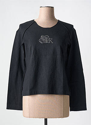 Sweat-shirt tissage jersey manches longues noir LILA ROSA femme