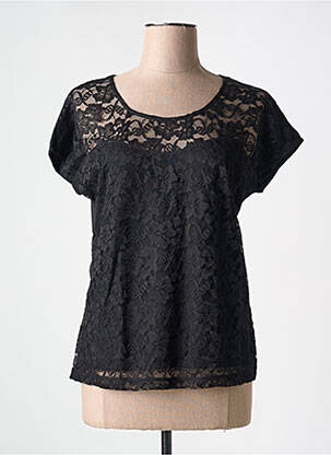 Top stretch manches courtes noir MARBLE femme