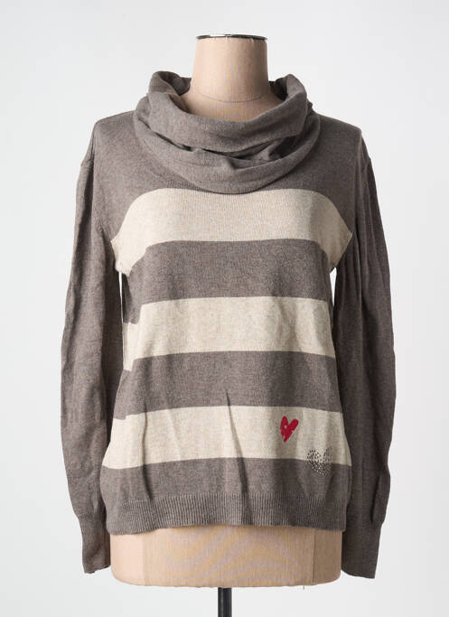 Pull col roulé marron FRANK WALDER pour femme