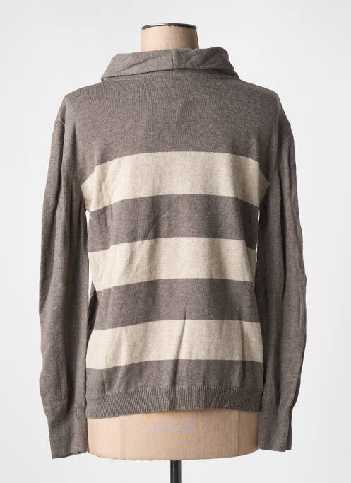 Pull col roulé marron FRANK WALDER pour femme