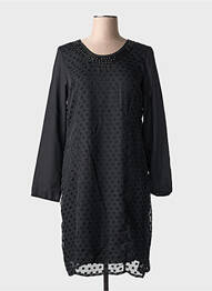 Robe mi-longue coupe fluide manches longues noir JAC JAC femme