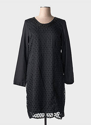 Robe mi-longue coupe fluide manches longues noir JAC JAC femme