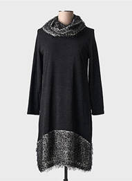 Robe mi-longue manches longues manches longues noir MERI & ESCA femme