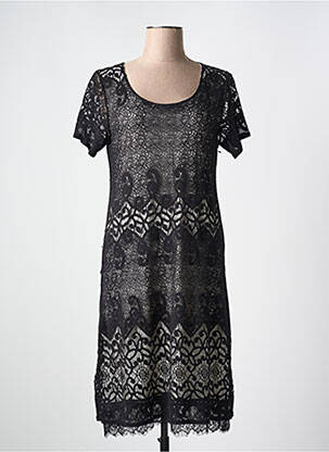 Robe mi-longue manches courtes manches courtes noir FRED SABATIER femme