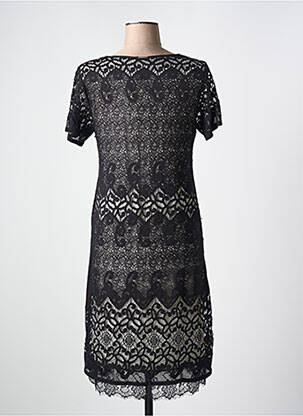 Robe mi-longue manches courtes manches courtes noir FRED SABATIER femme