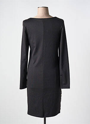 Robe mi-longue imprimé fantaisie manches longues noir POUSSIERE D'ETOLE femme