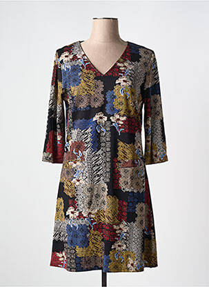 Robe courte manches 3/4 manches 3/4 noir VEGA'S femme