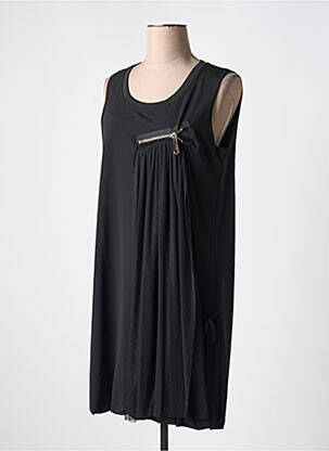 Robe courte coupe fluide sans manche noir DOUBLE JEU femme