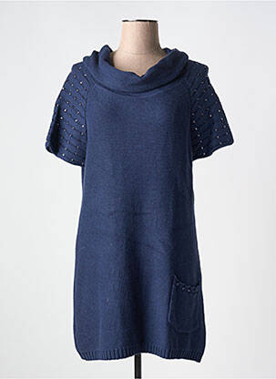 Robe pull stretch manches courtes bleu MARBLE femme