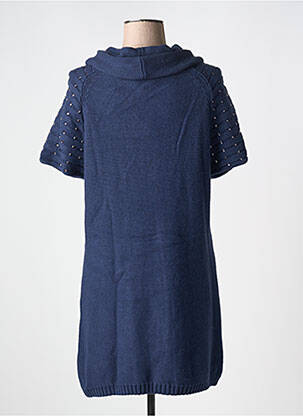 Robe pull stretch manches courtes bleu MARBLE femme