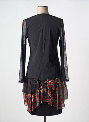 Robe mi-longue manches longues manches longues noir DOUBLE JEU femme