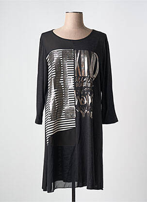Robe courte manches longues manches longues noir POUSSIERE D'ETOLE femme