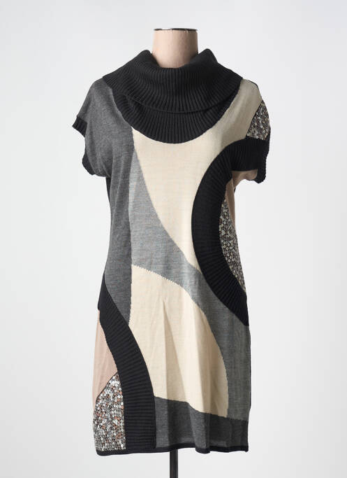 Robe pull col boule manches courtes noir FUEGO WOMAN femme