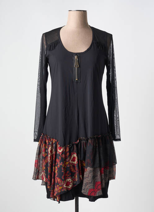 Robe mi-longue noir DOUBLE JEU pour femme