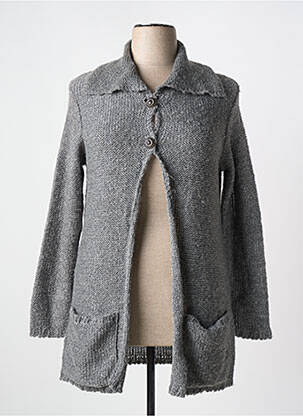 Gilet manches longues fermeture boutonnée sur le devant gris LA BALADE D'URSULE femme