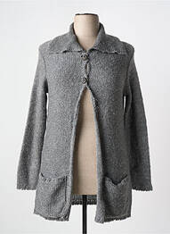 Gilet manches longues fermeture boutonnée sur le devant gris LA BALADE D'URSULE femme