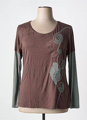 Top coupe cintrée manches longues marron VANGO femme
