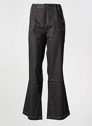 Pantalon flare fermeture zippée sous rabat boutonné noir LYAP femme