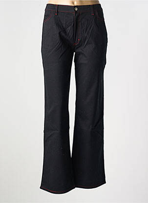 Pantalon droit fermeture zippée sous rabat boutonné noir COTE ANGLAISE femme