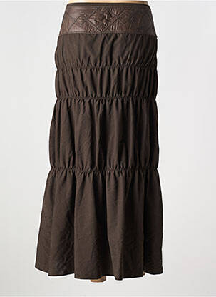 Jupe longue coupe évasée marron MY WAY femme