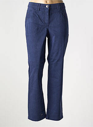 Pantalon droit fermeture zippée sous rabat boutonné bleu SHEEGO femme