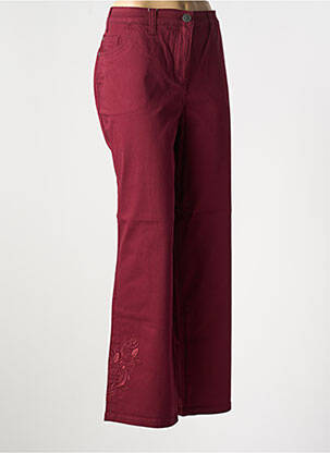 Pantalon droit fermeture zippée sous rabat boutonné rouge SHEEGO femme