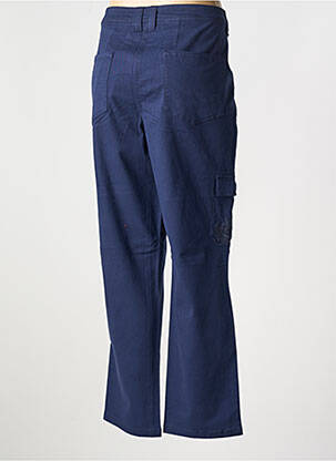 Pantalon droit fermeture zippée sous rabat boutonné bleu SHEEGO femme