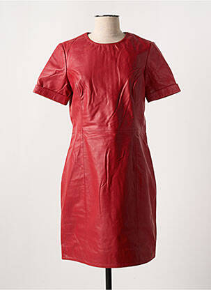 Robe mi-longue manches courtes manches courtes rouge PAUL AJAMIAN femme