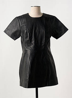 Robe courte fermeture zippée au dos manches courtes noir PAUL AJAMIAN femme