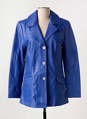 Veste en cuir poches bleu PAUL AJAMIAN femme