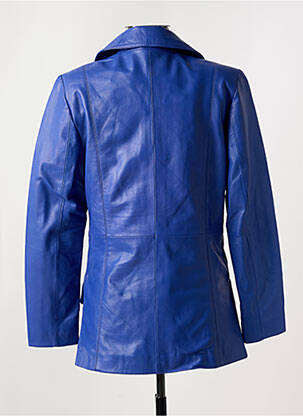 Veste en cuir poches bleu PAUL AJAMIAN femme