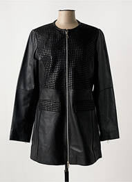Veste en cuir poches noir PAUL AJAMIAN femme