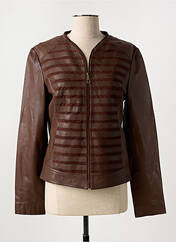 Veste en cuir marron PAUL AJAMIAN pour femme seconde vue