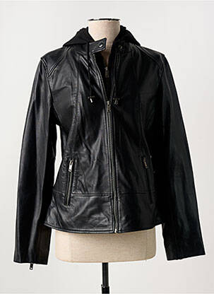 Veste en cuir noir PAUL AJAMIAN pour femme