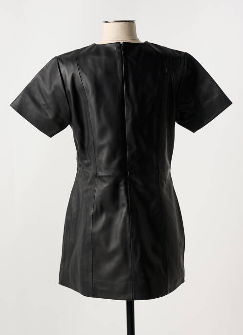 Robe courte fermeture zippée au dos manches courtes noir PAUL AJAMIAN femme