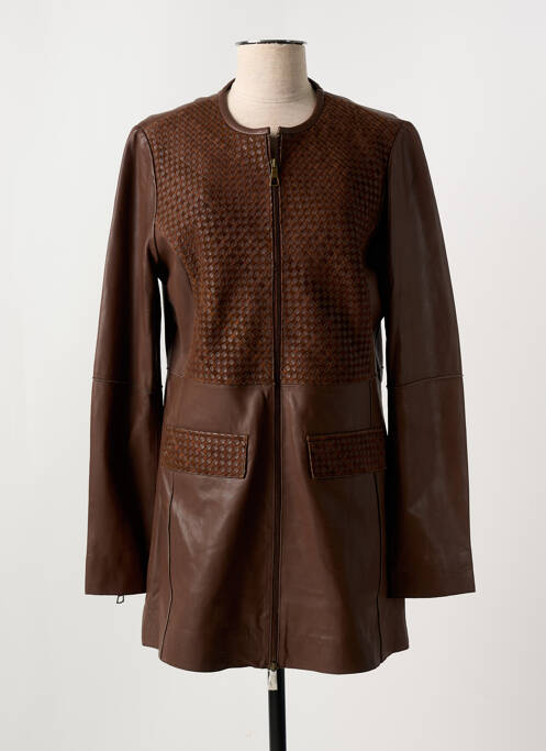 Veste en cuir marron PAUL AJAMIAN pour femme
