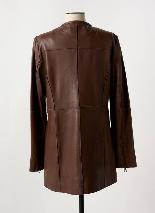 Veste en cuir marron PAUL AJAMIAN pour femme