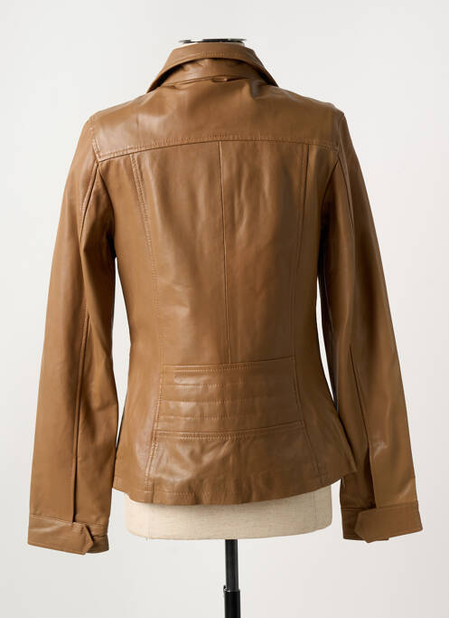 Veste en cuir marron PAUL AJAMIAN pour femme