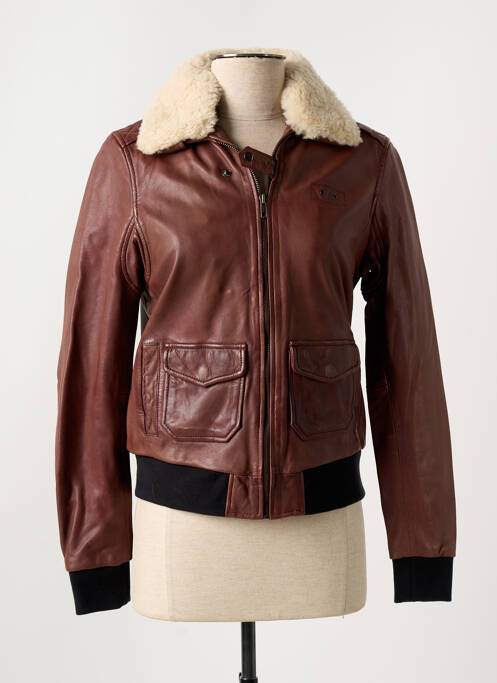 Veste en cuir marron PAUL AJAMIAN pour femme