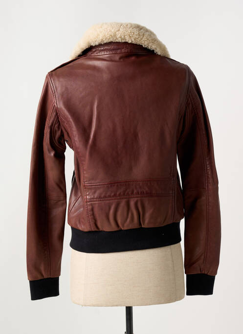 Veste en cuir marron PAUL AJAMIAN pour femme