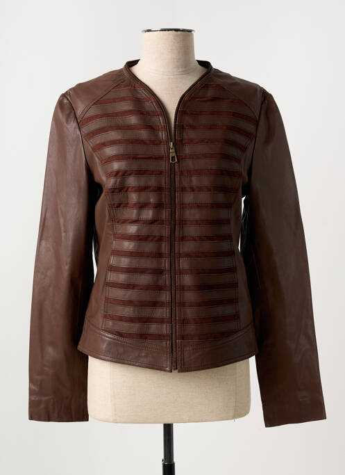 Veste en cuir marron PAUL AJAMIAN pour femme