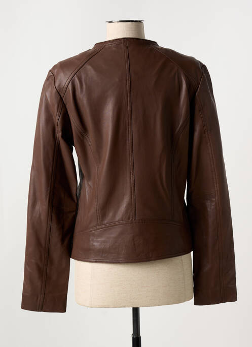 Veste en cuir marron PAUL AJAMIAN pour femme